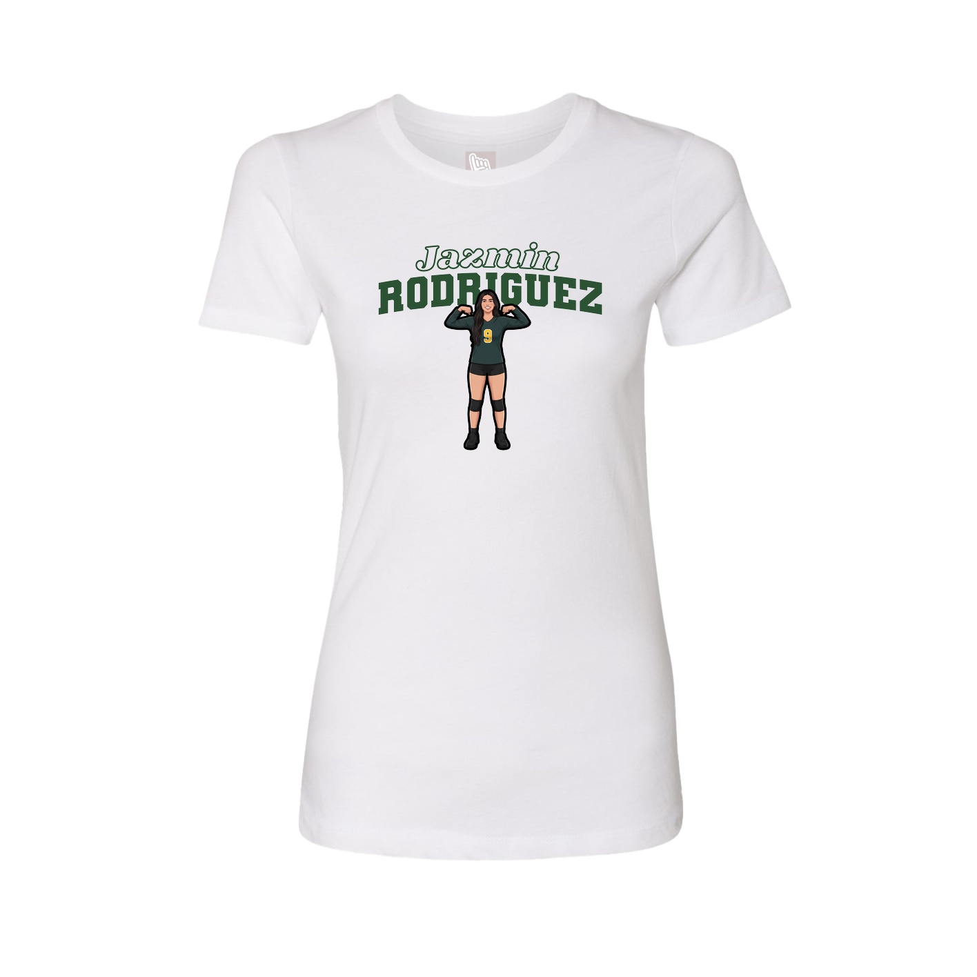 Fitted Women's Tee — Name Arch in White