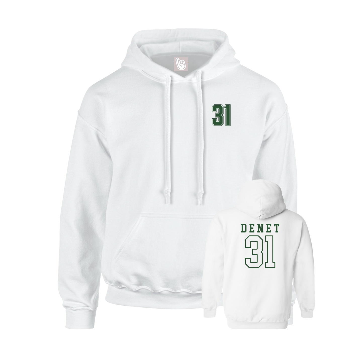Youth Hoodie — Chest Back in White