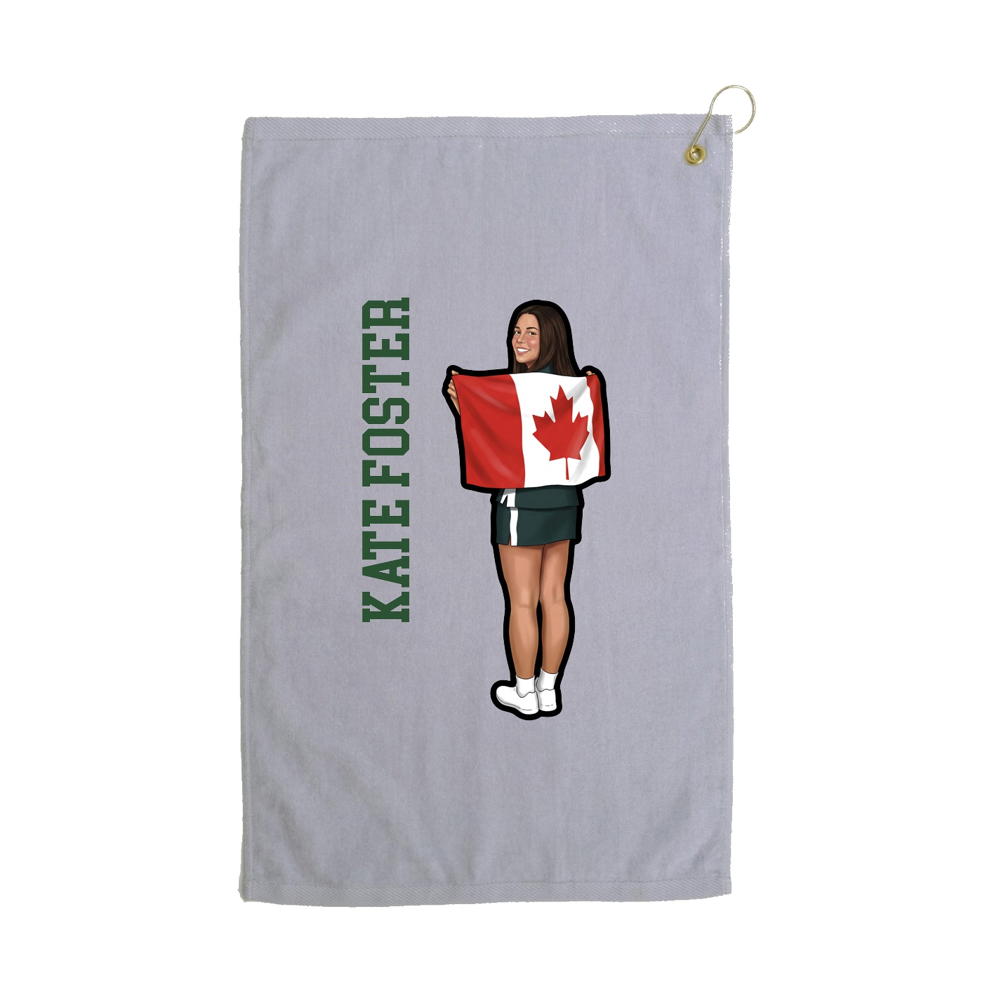 Golf Towel — Name Vertical in Grey