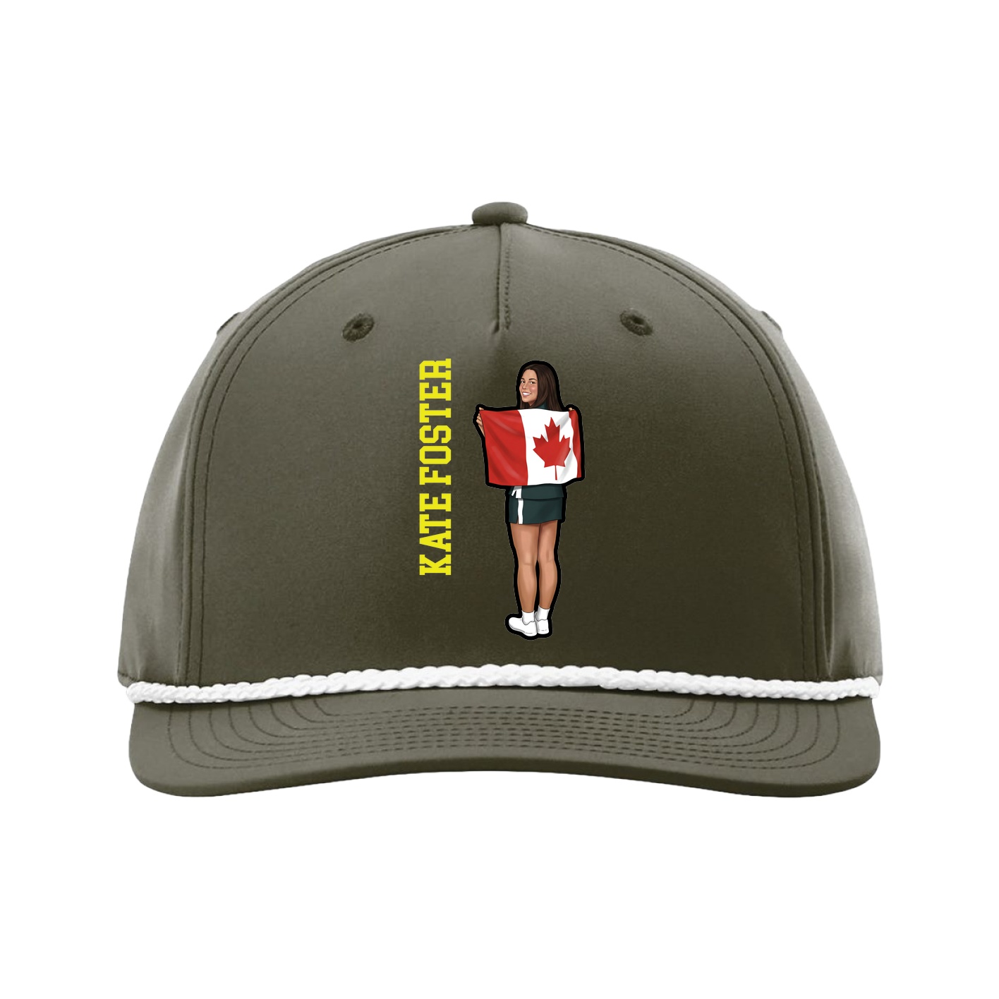 Five-Panel Classic Rope Cap — Name Vertical in Green