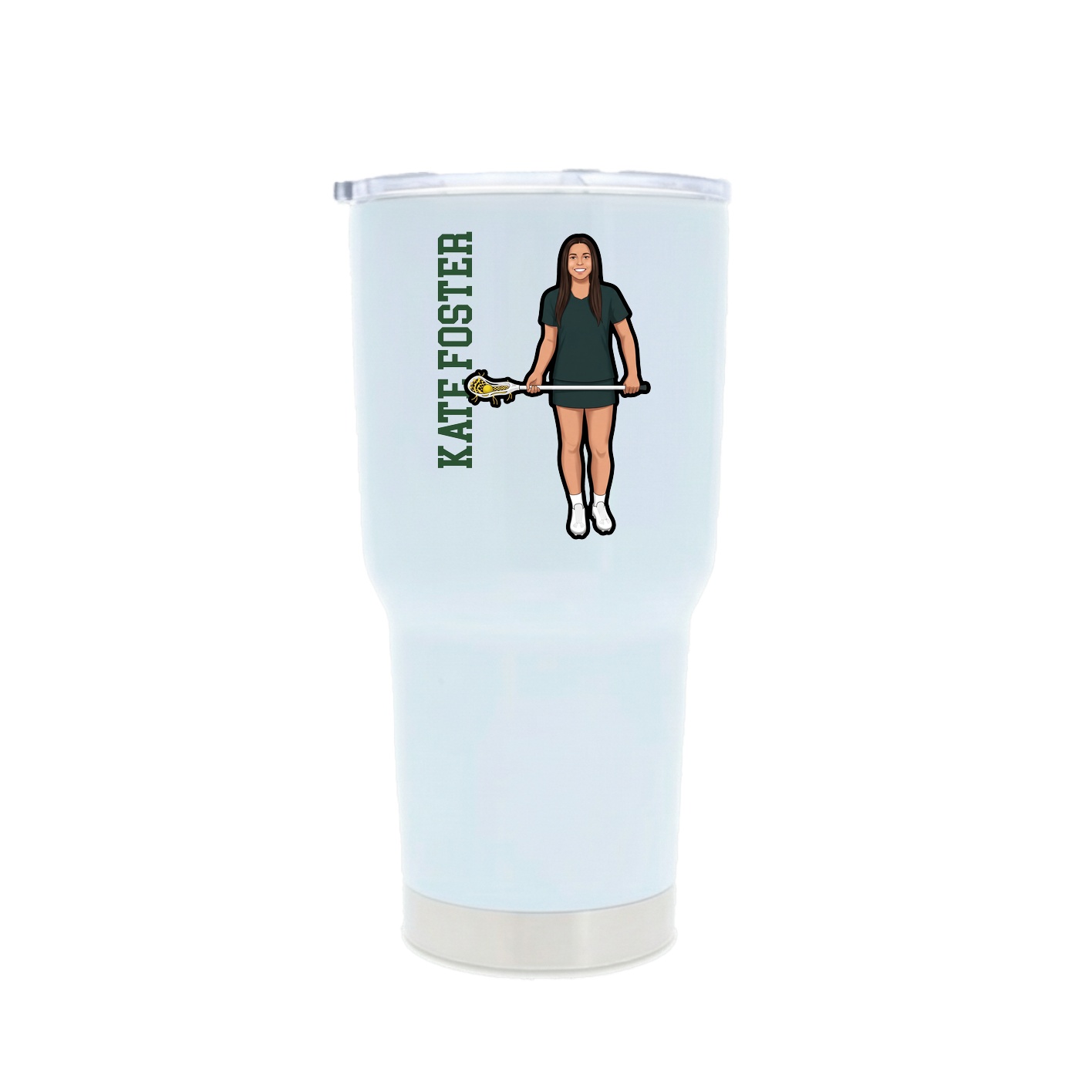 30oz Stainless Steel Tumbler — Name Vertical in White