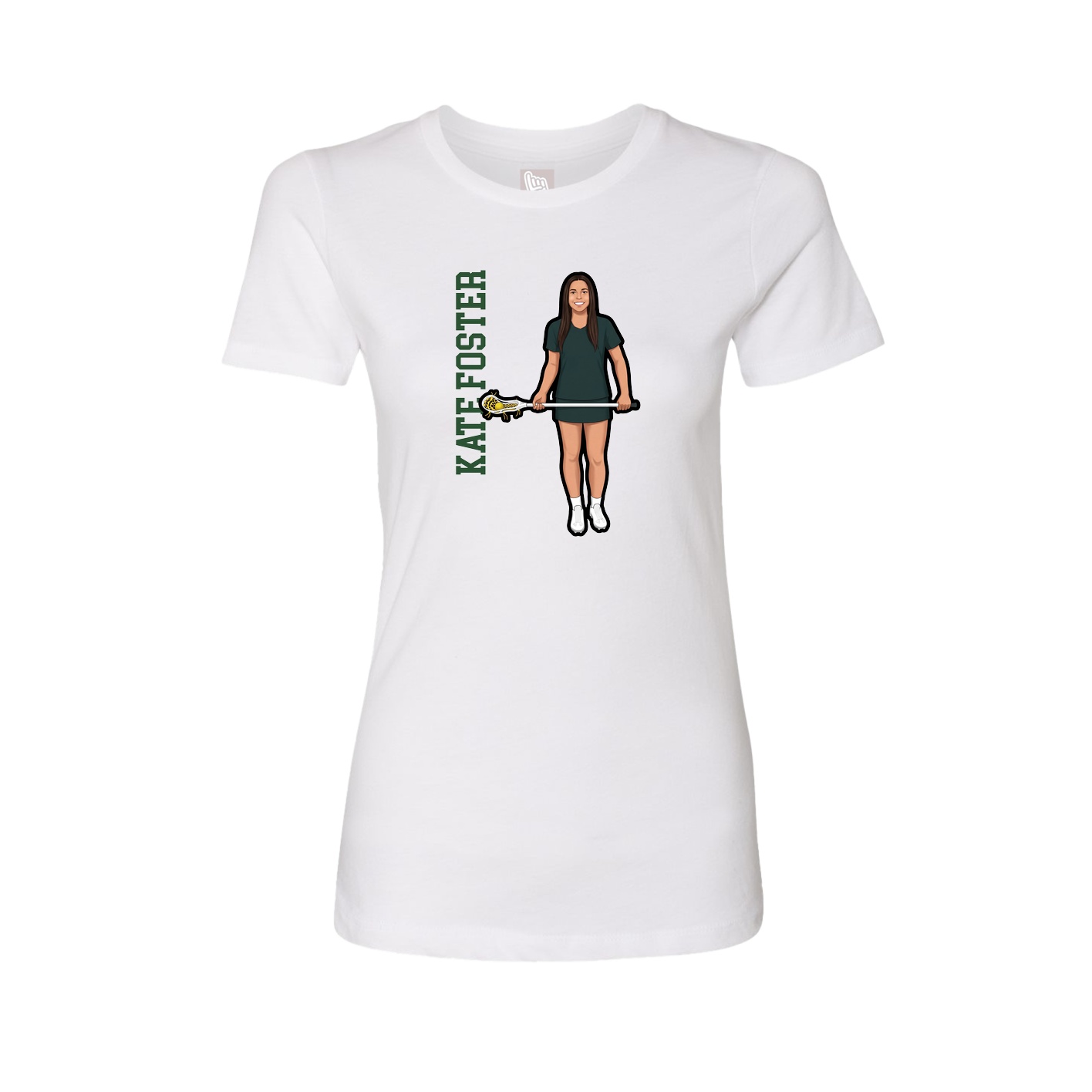 Fitted Women's Tee — Name Vertical in White
