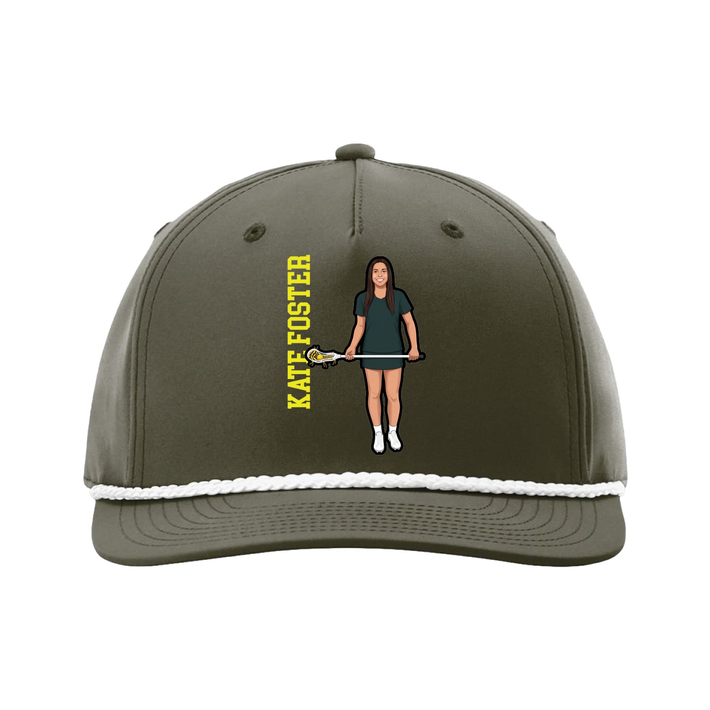Five-Panel Classic Rope Cap — Name Vertical in Green