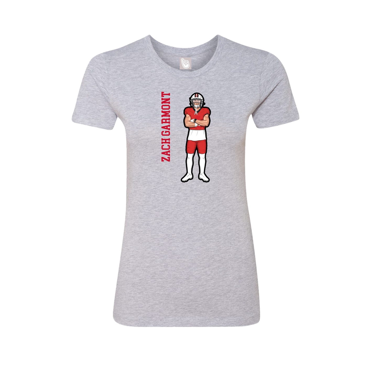 Fitted Women's Tee — Name Vertical in Grey