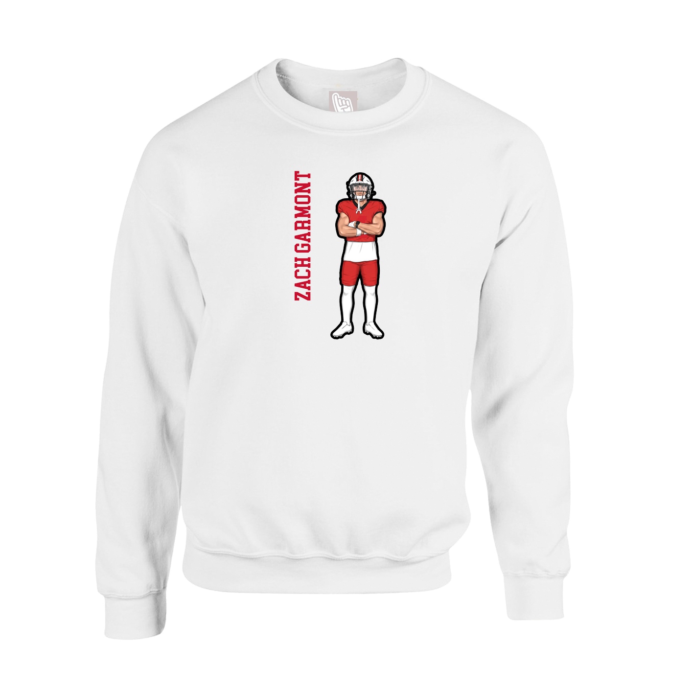 Fleece Crew — Name Vertical in White