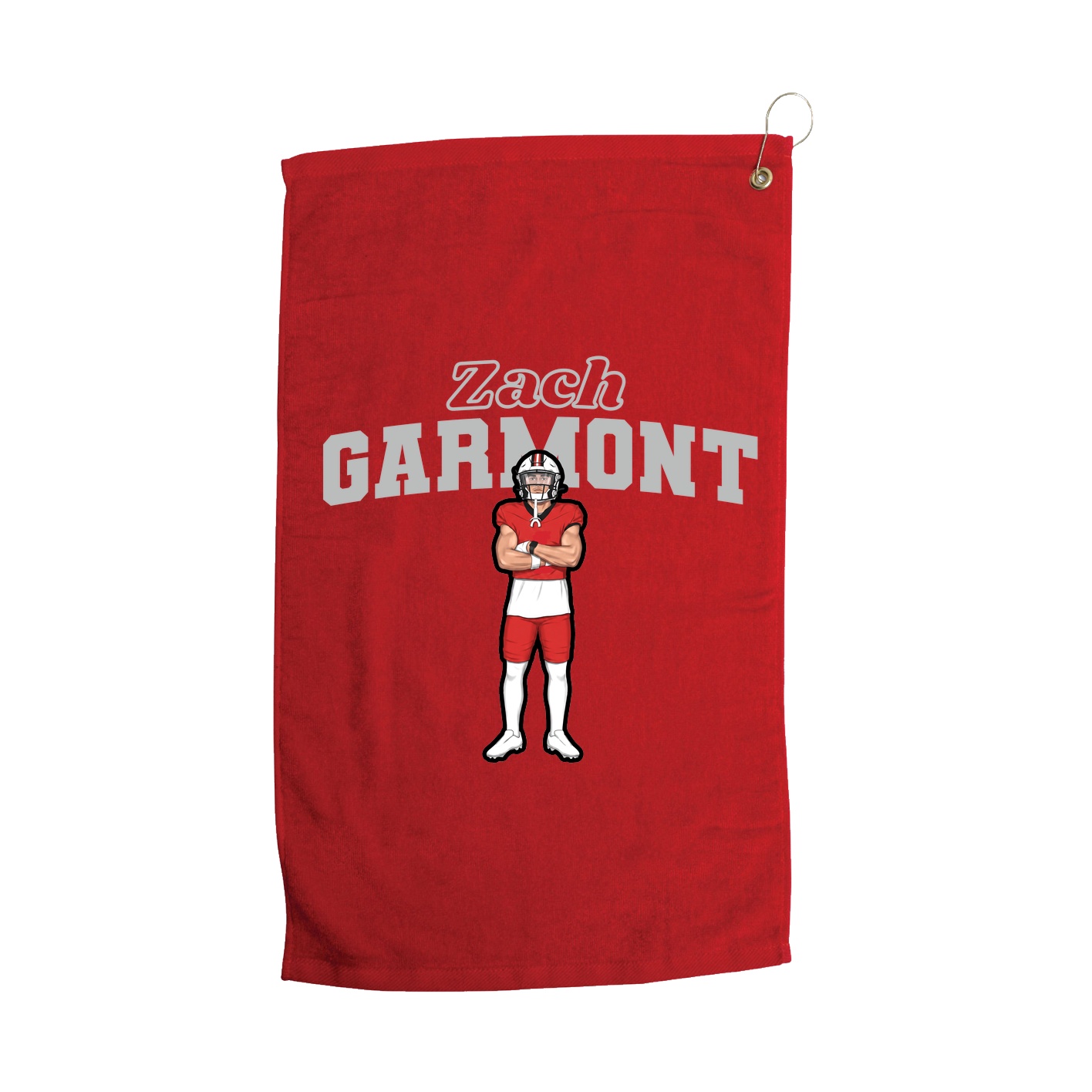 Golf Towel — Name Arch in Red