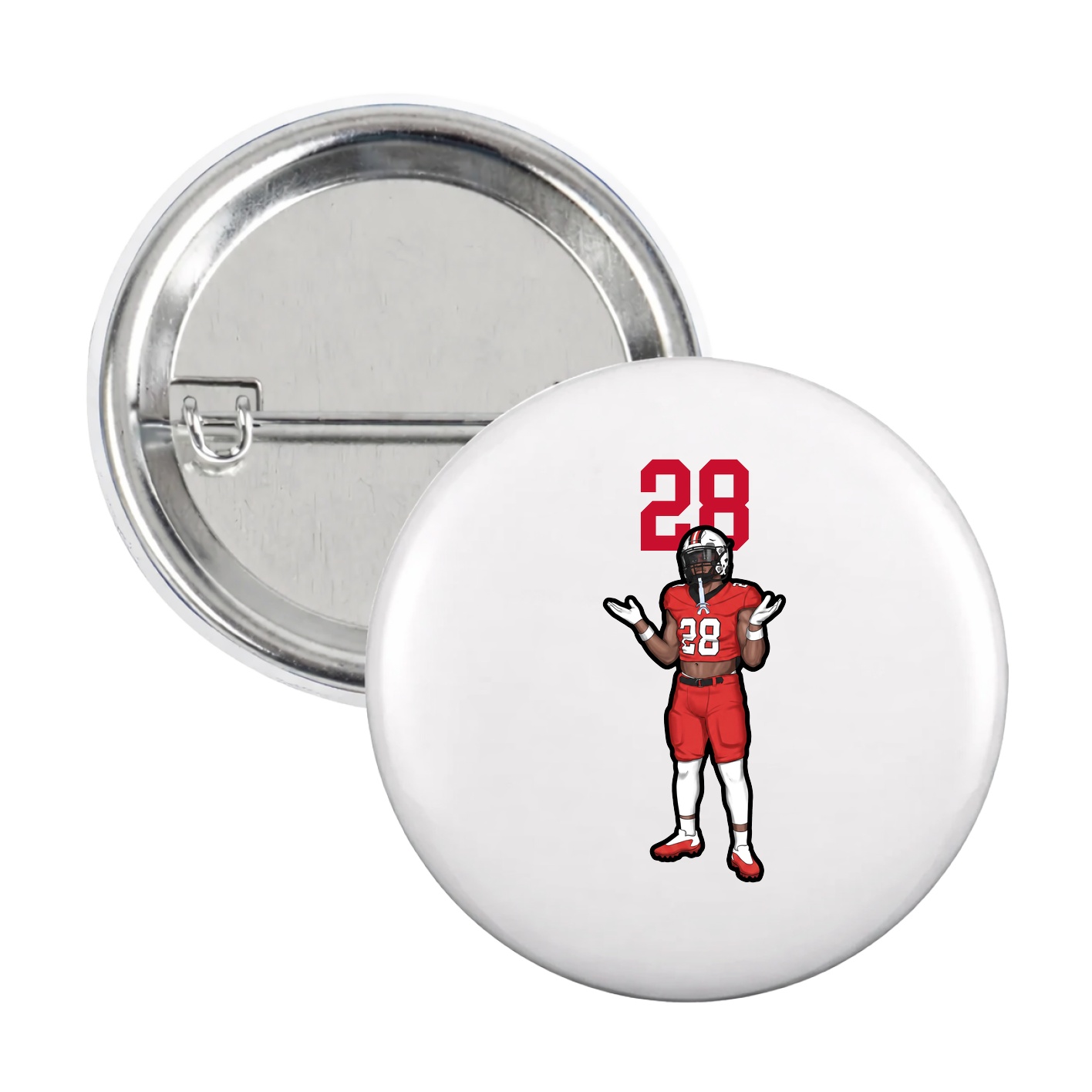 Game Day Button — Number Top in White