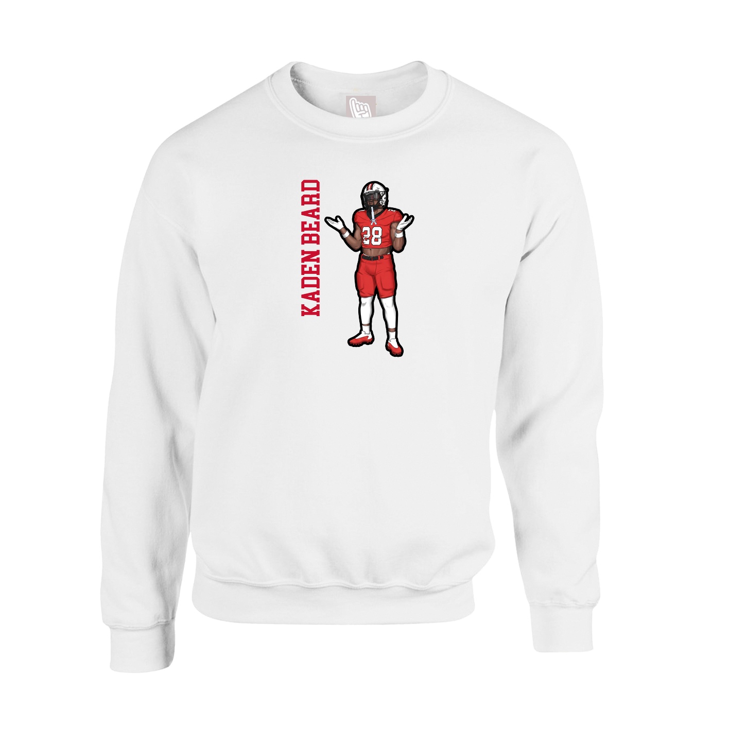Fleece Crew — Name Vertical in White