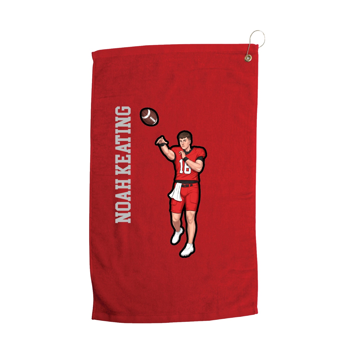 Golf Towel — Name Vertical in Red