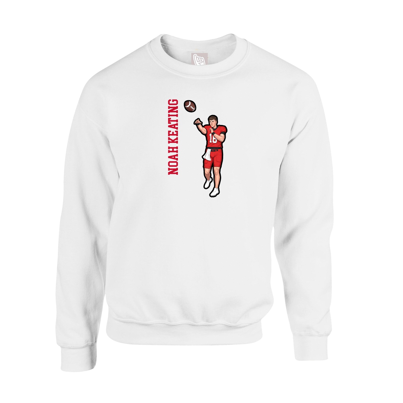 Fleece Crew — Name Vertical in White