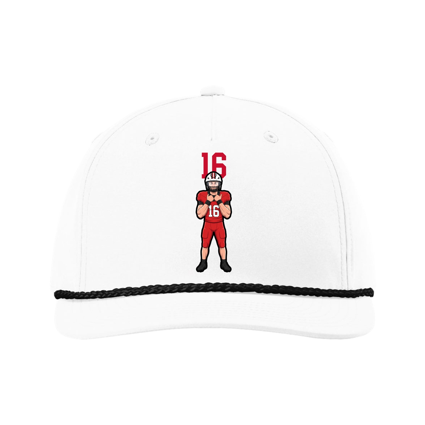 Five-Panel Classic Rope Cap — Number Top in White