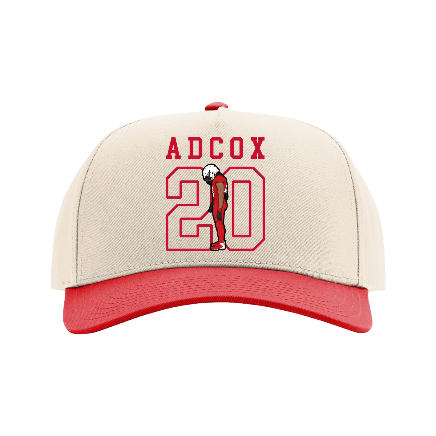 Full Fabric Five-Panel Champ Cap — Shirsey in Cream/Red