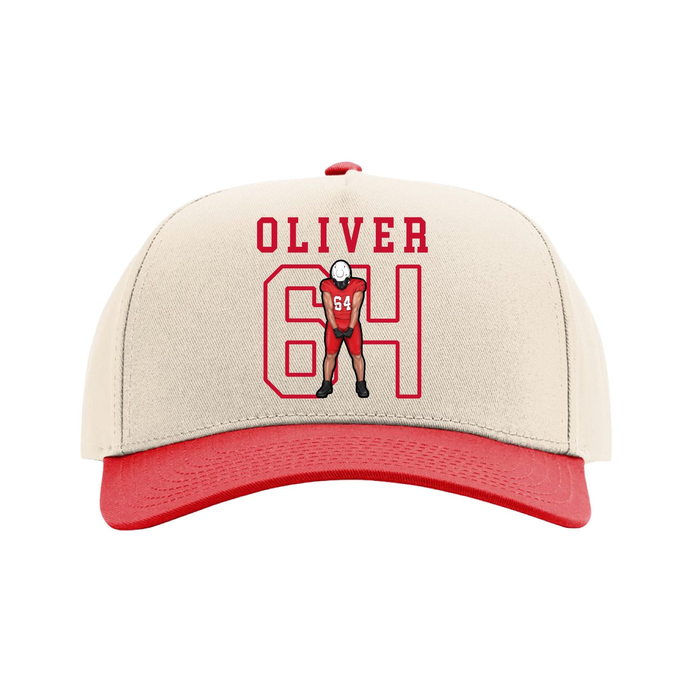 Full Fabric Five-Panel Champ Cap — Shirsey in Cream/Red