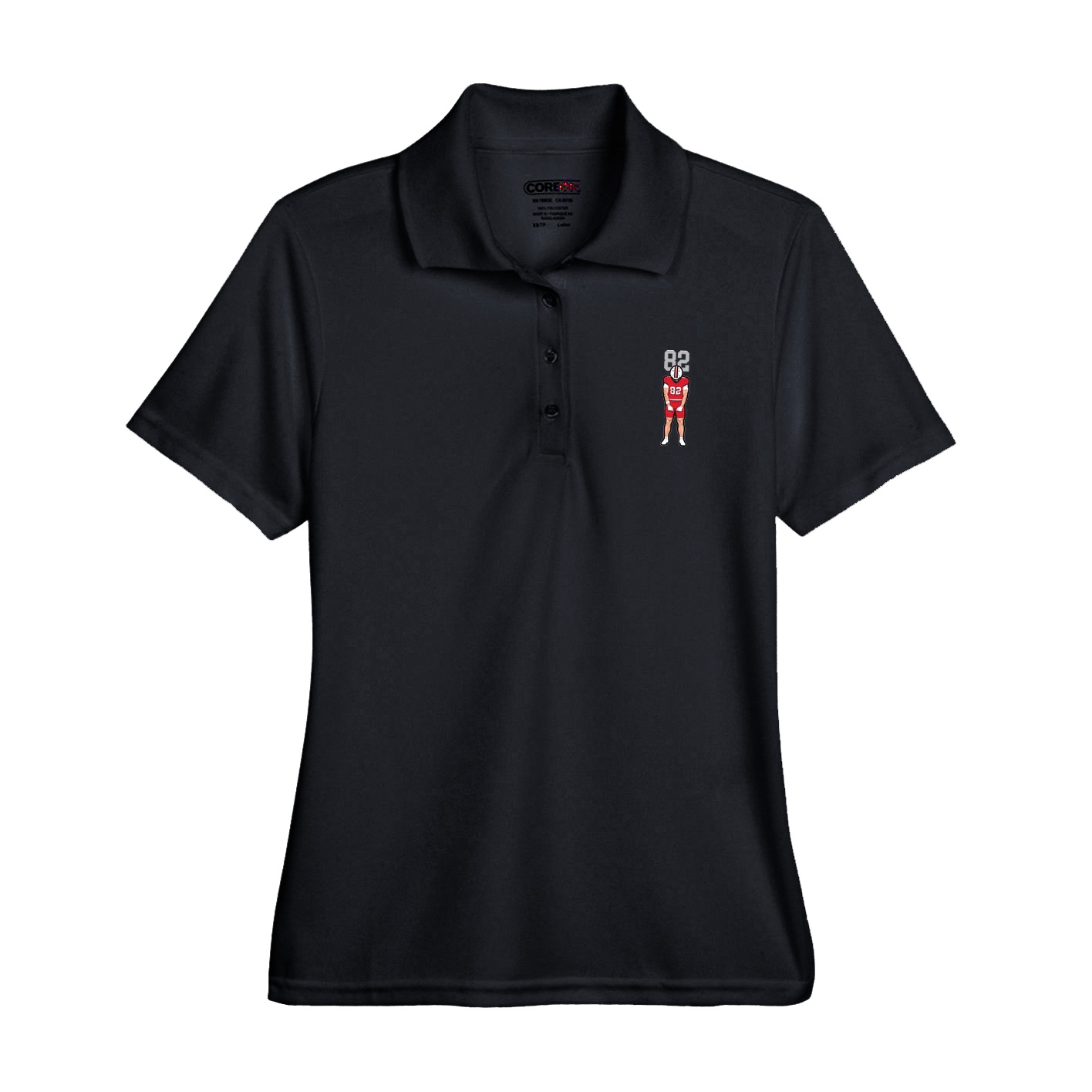 Womens Performance Polo — Number Top in Black