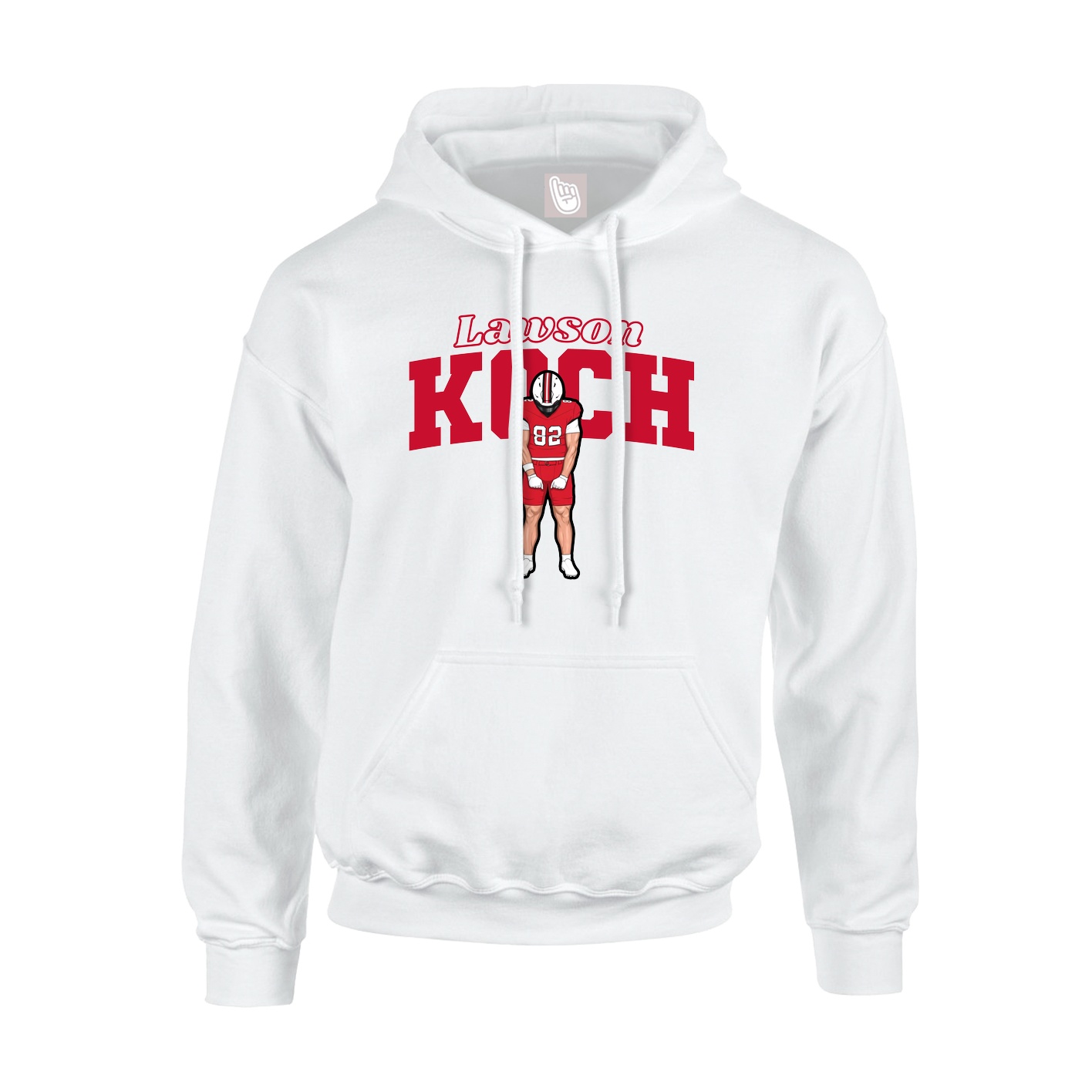 Youth Hoodie — Name Arch in White