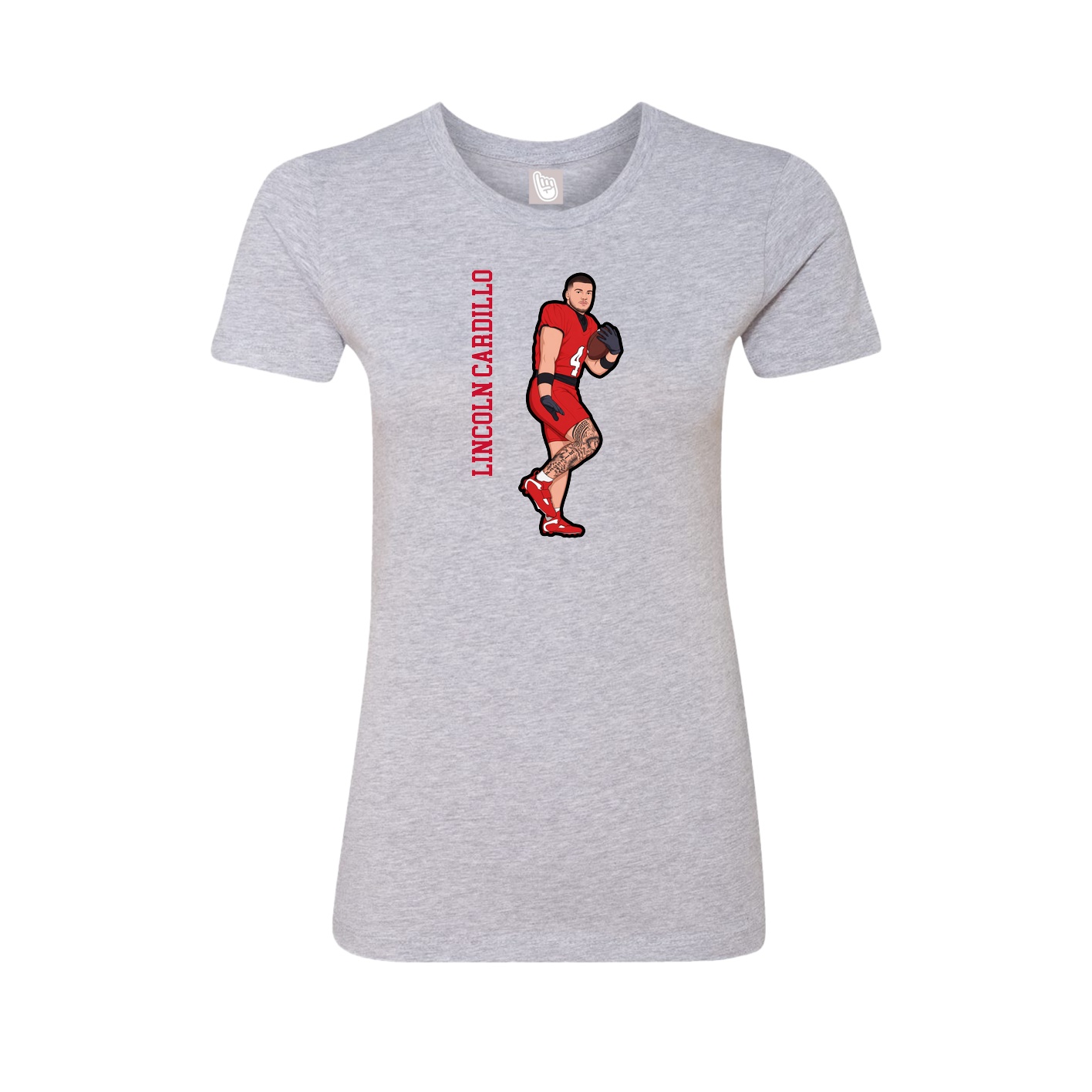 Fitted Women's Tee — Name Vertical in Grey