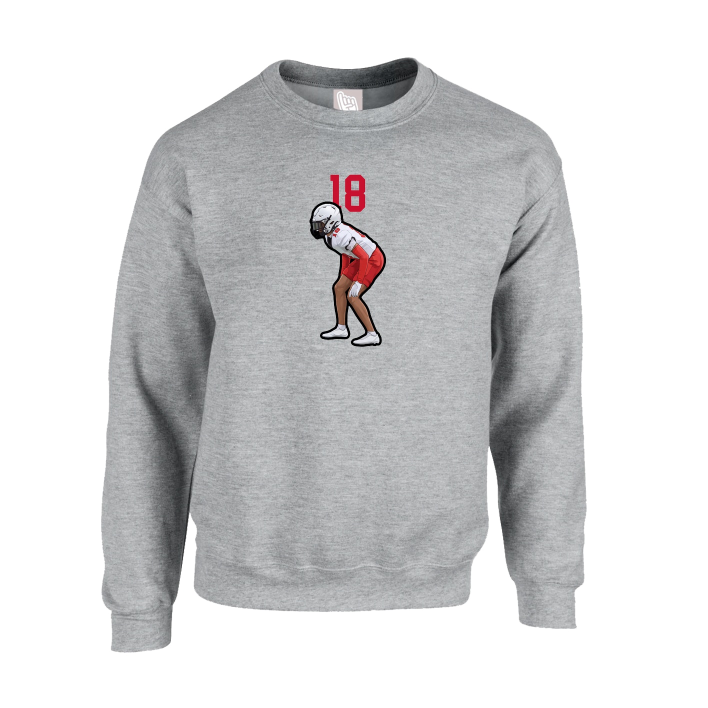 Fleece Crew — Number Top in Grey