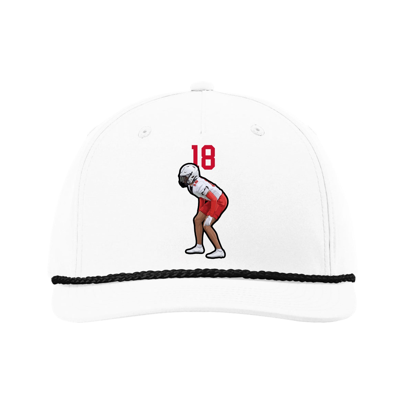 Five-Panel Classic Rope Cap — Number Top in White