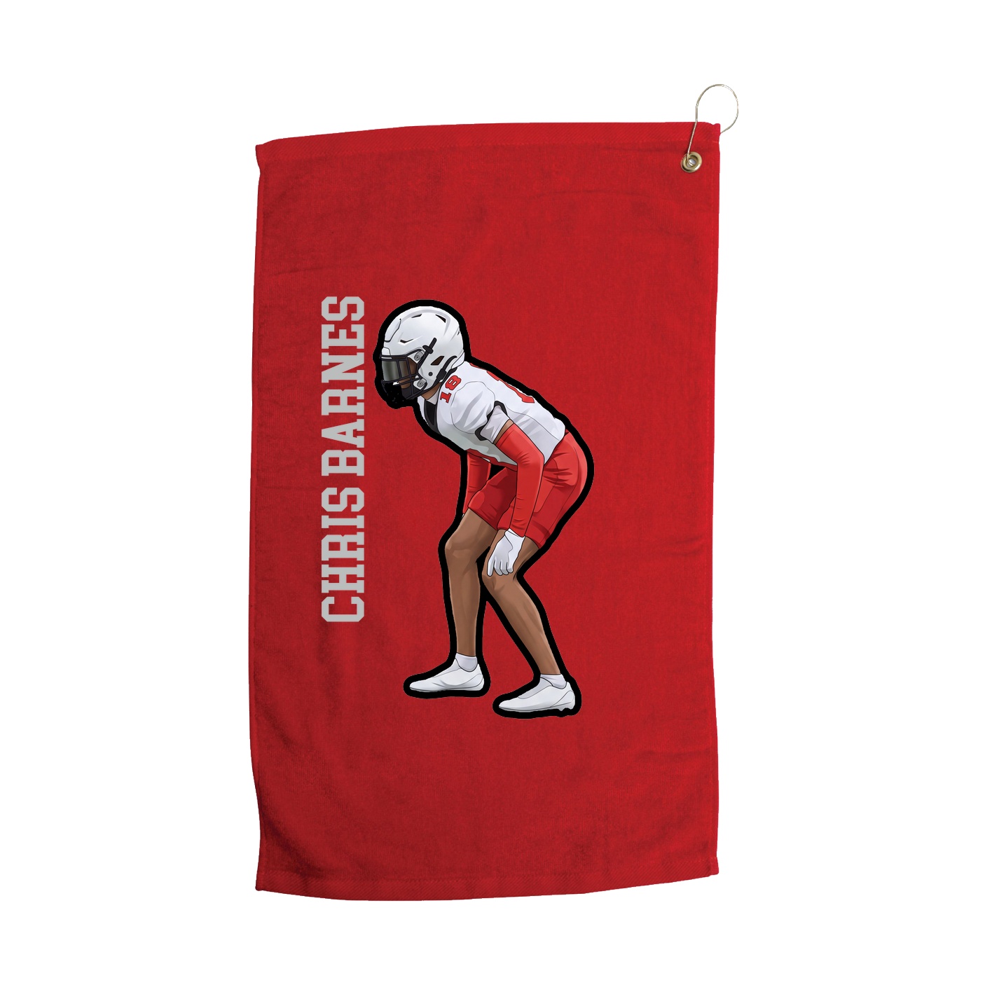 Golf Towel — Name Vertical in Red