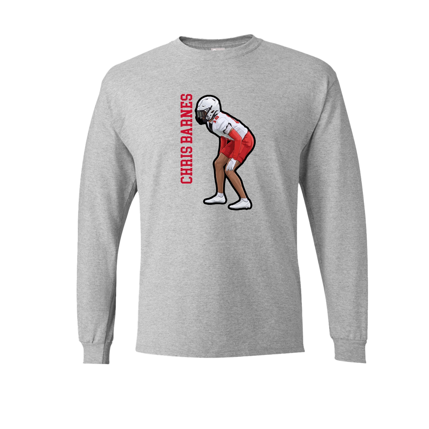 Long Sleeve Tee — Name Vertical in Grey