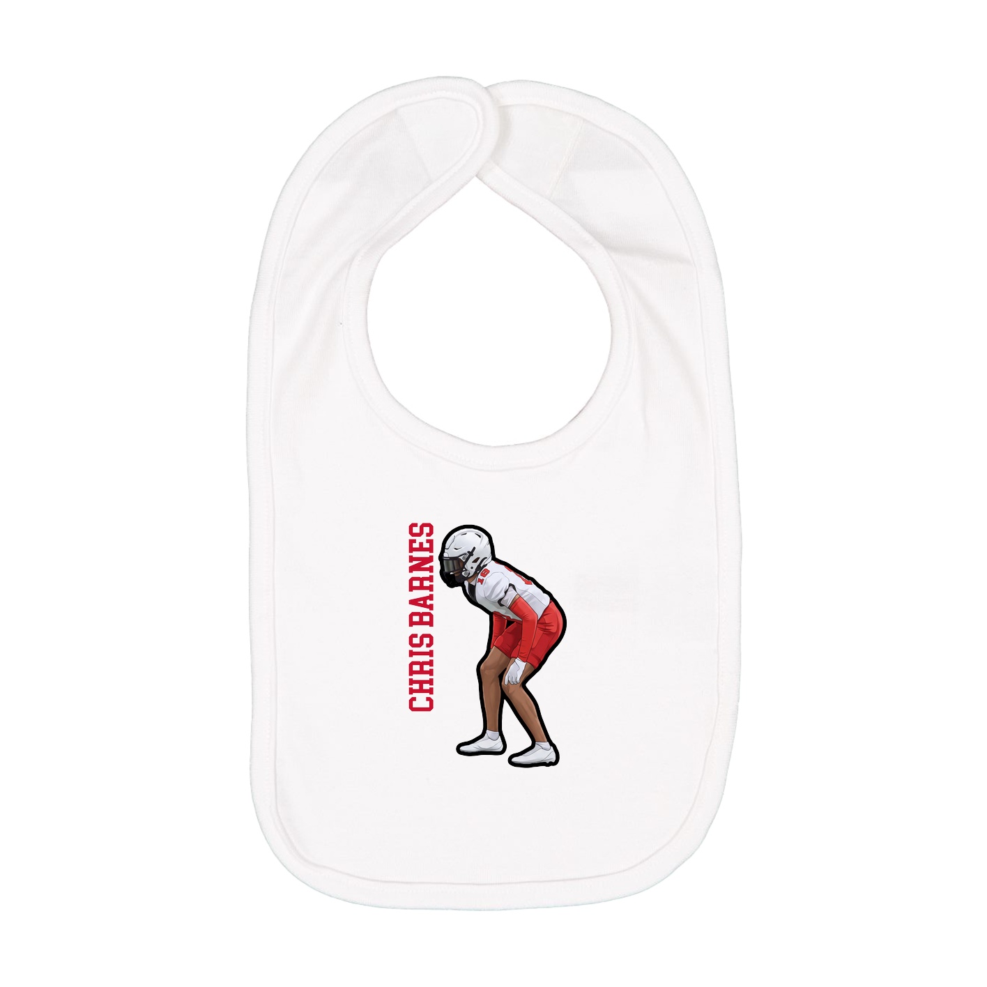 Infant Bib — Name Vertical in White