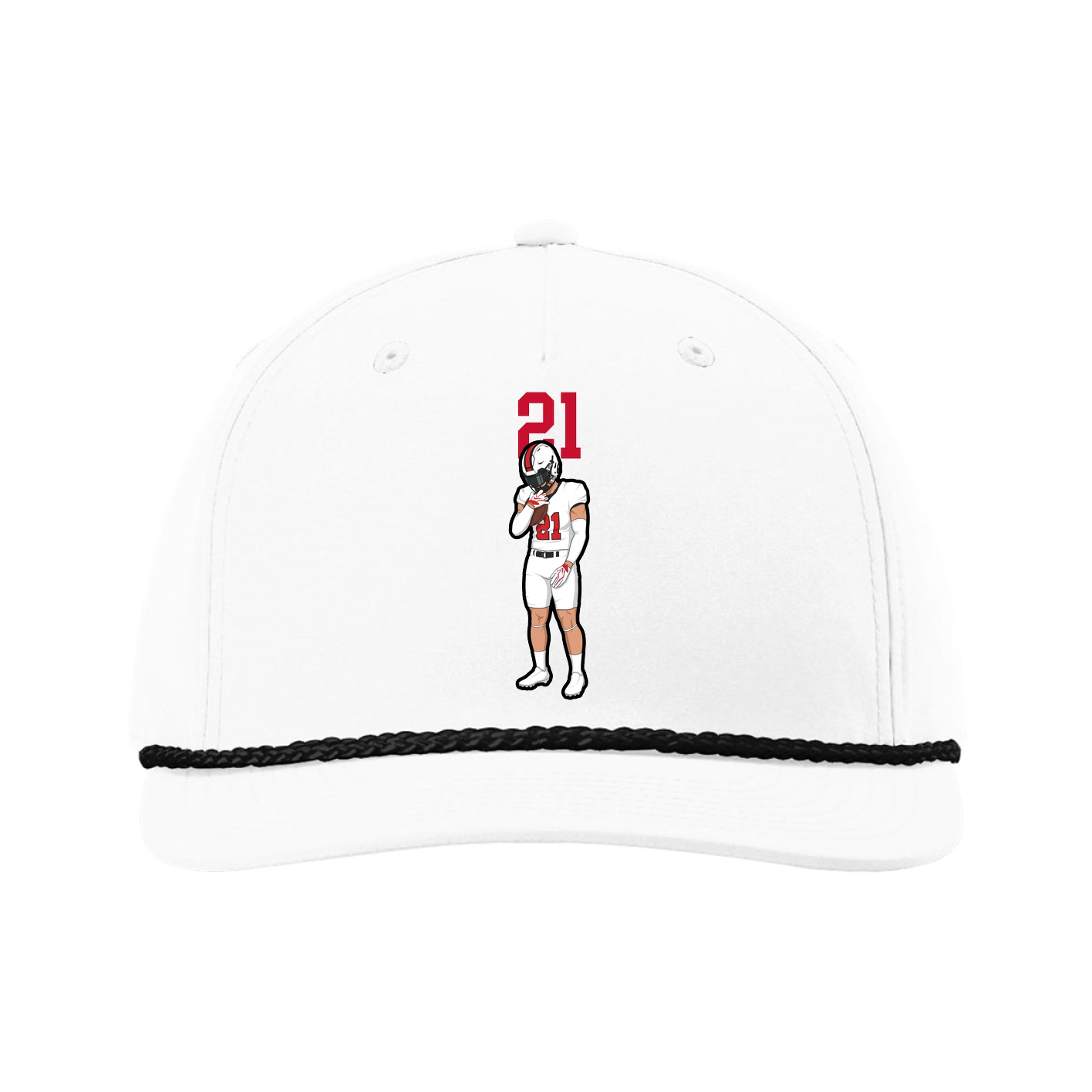 Five-Panel Classic Rope Cap — Number Top in White