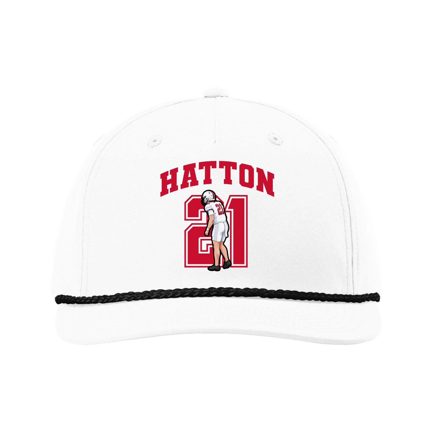 Five-Panel Classic Rope Cap — Number in White