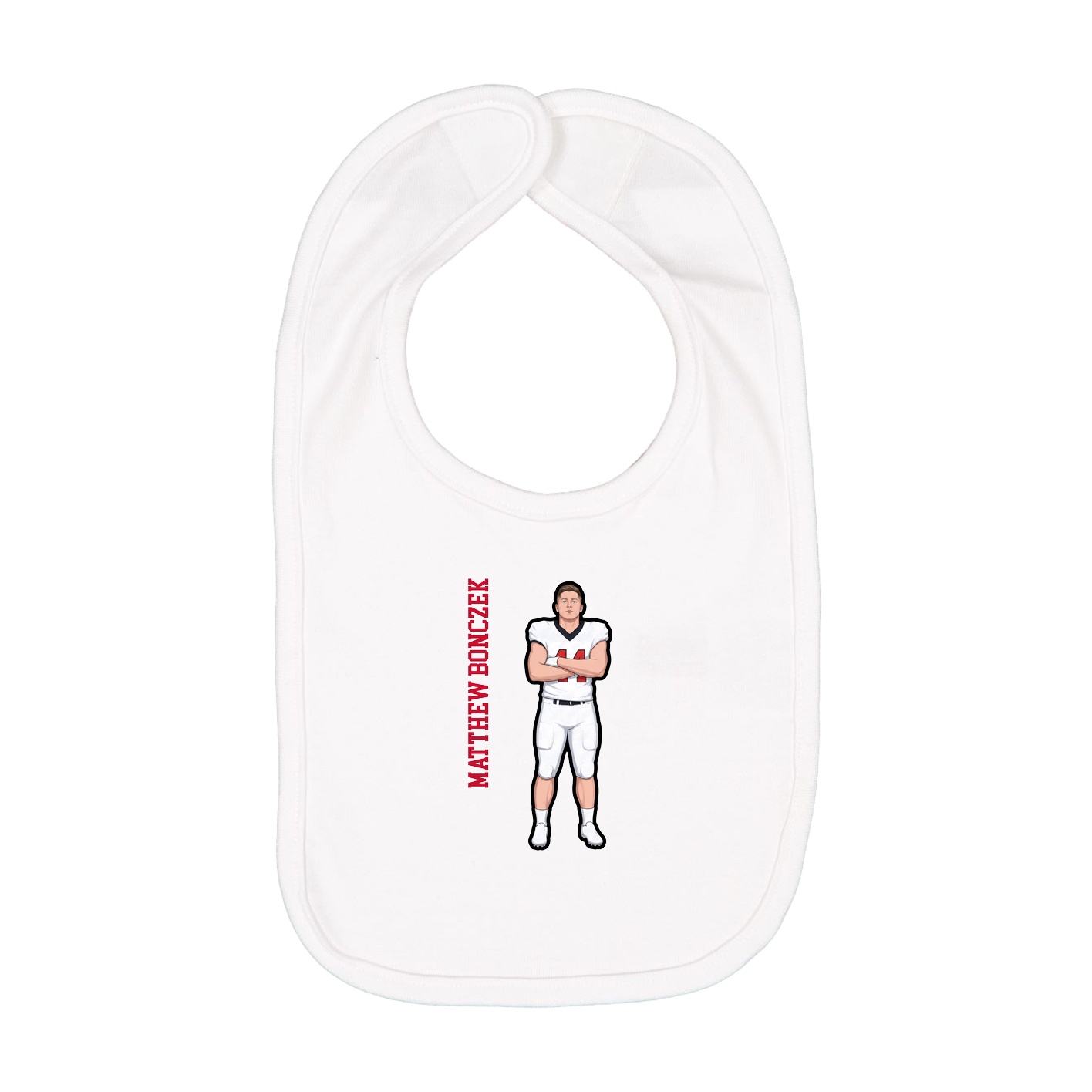 Infant Bib — Name Vertical in White
