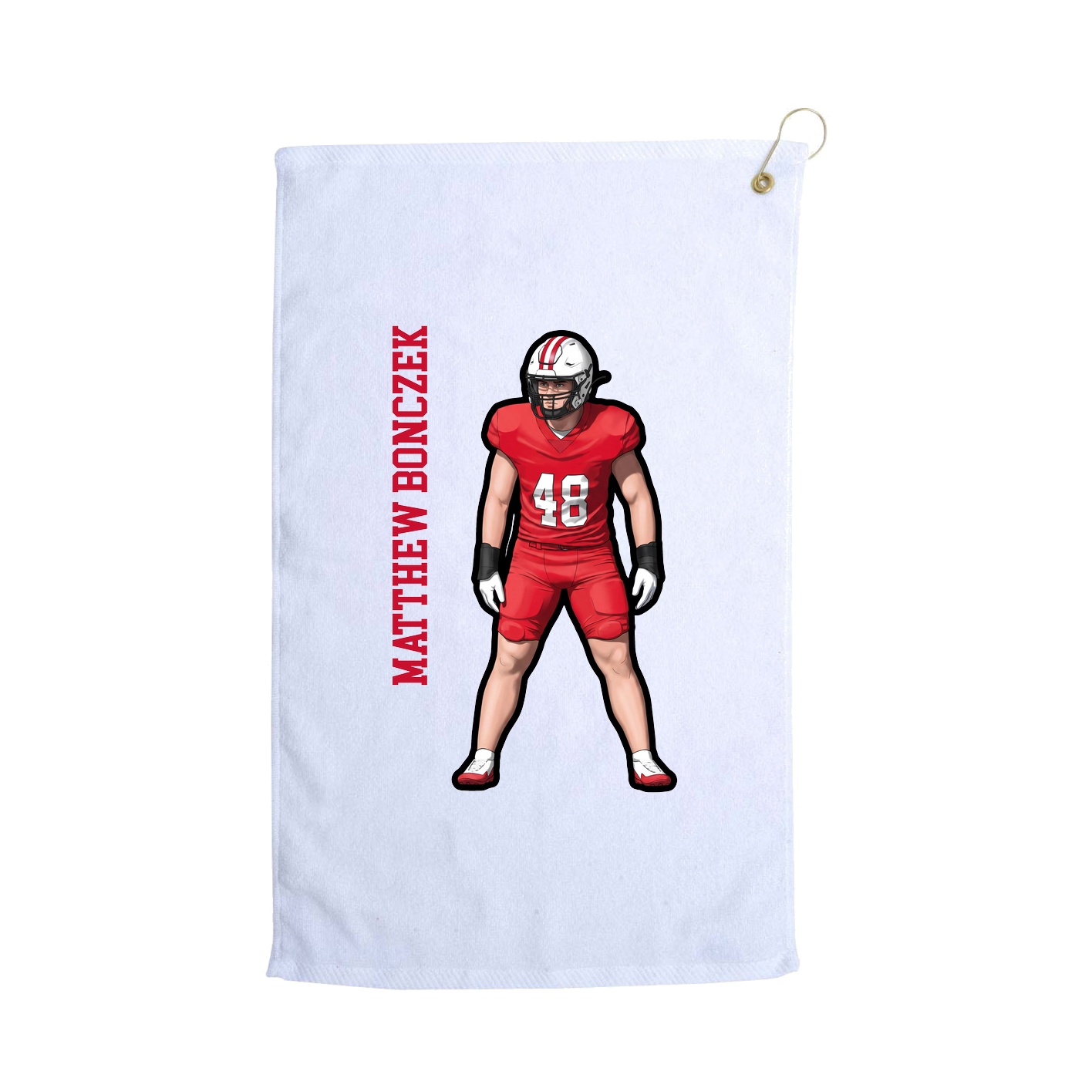 Golf Towel — Name Vertical in White