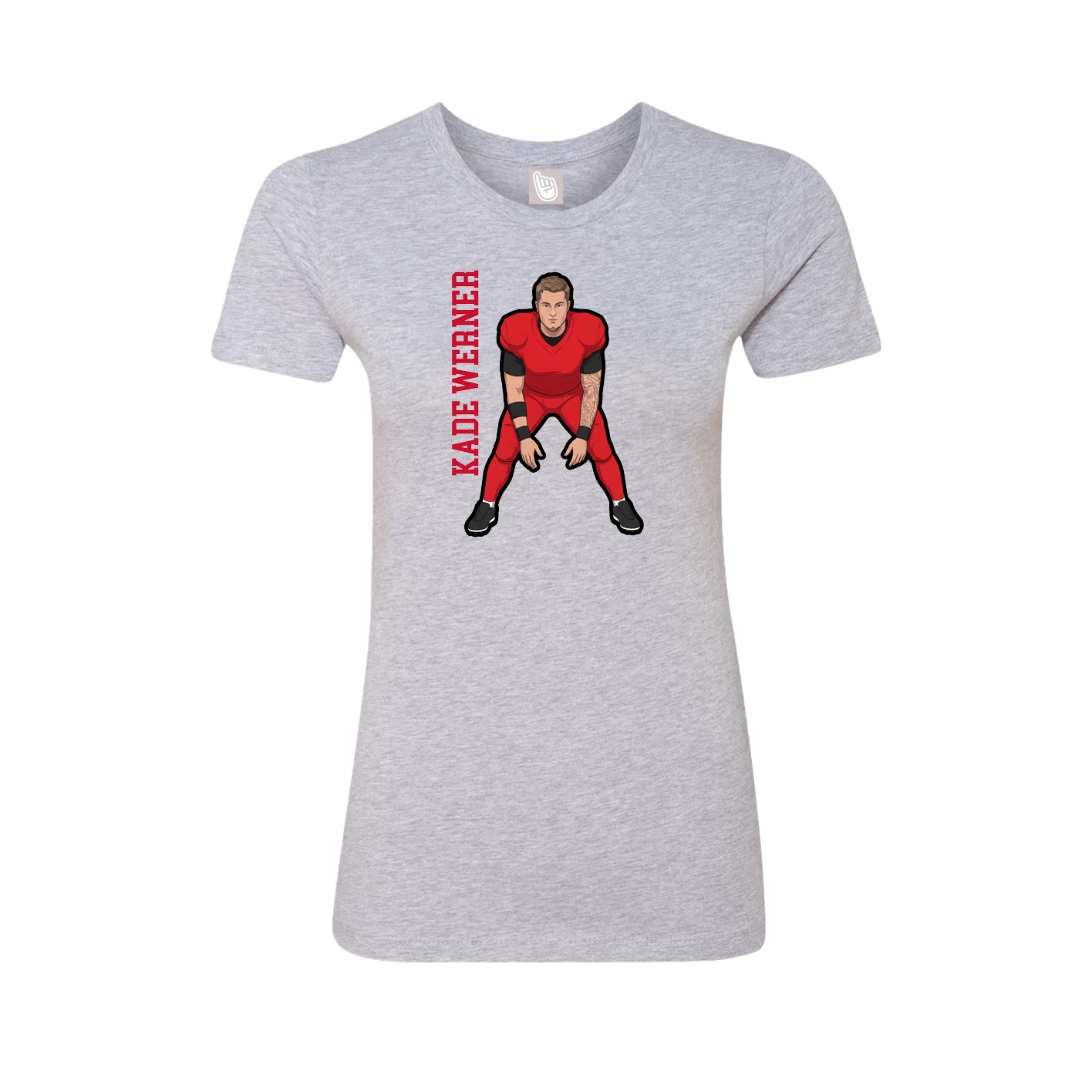 Fitted Women's Tee — Name Vertical in Grey