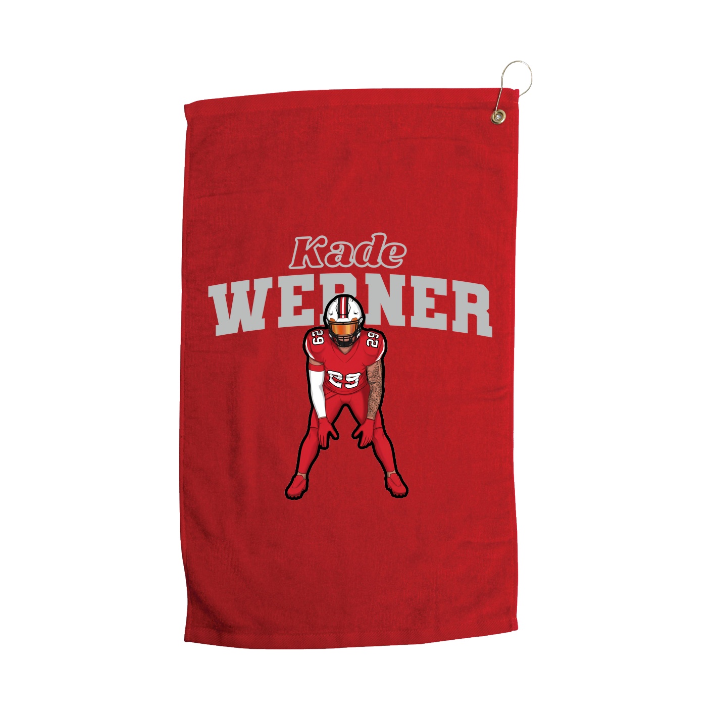 Golf Towel — Name Arch in Red