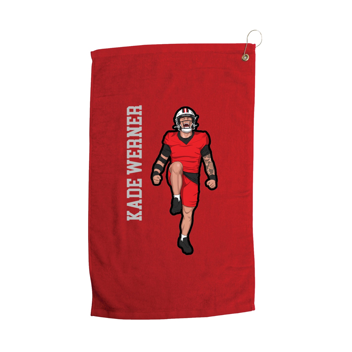 Golf Towel — Name Vertical in Red