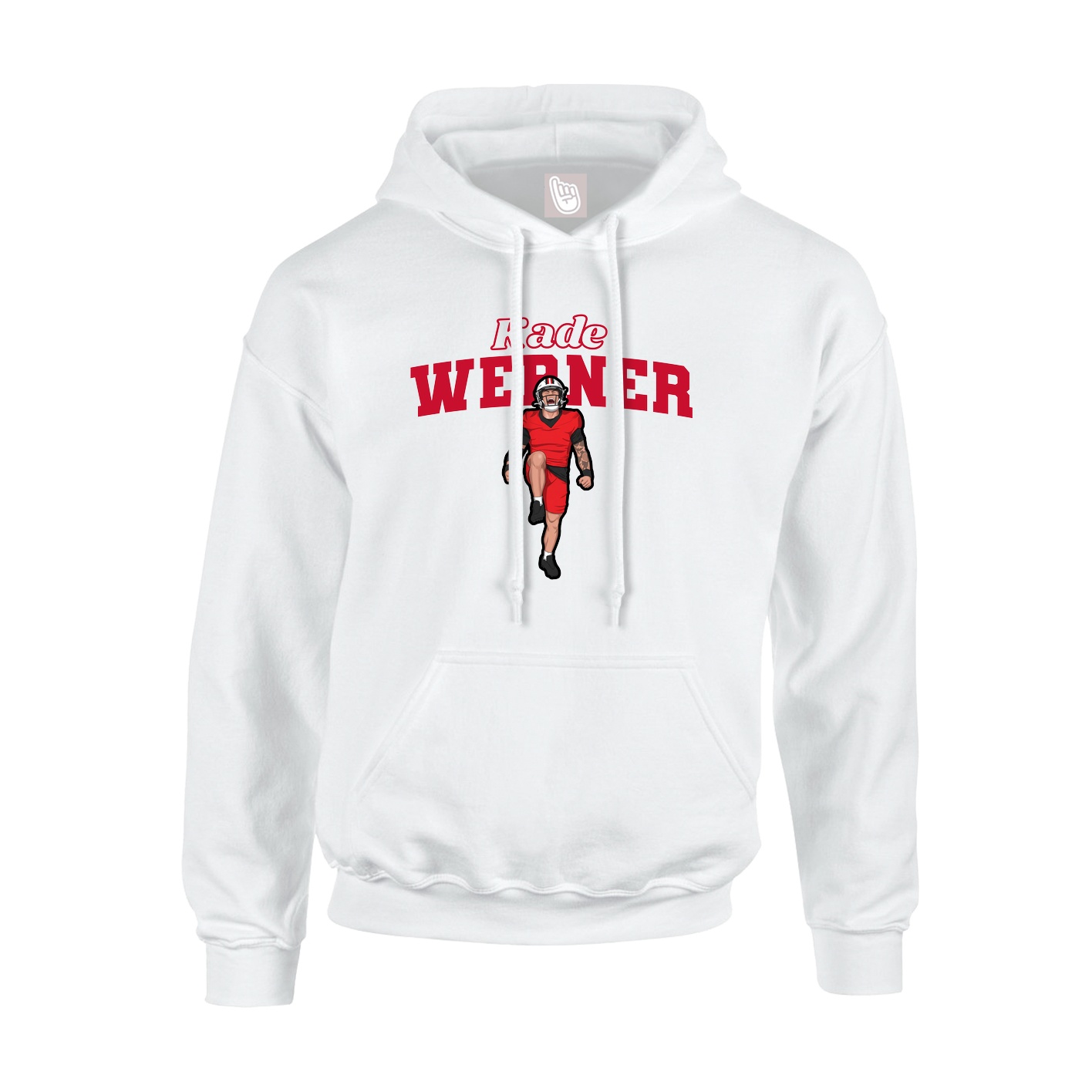 Youth Hoodie — Name Arch in White