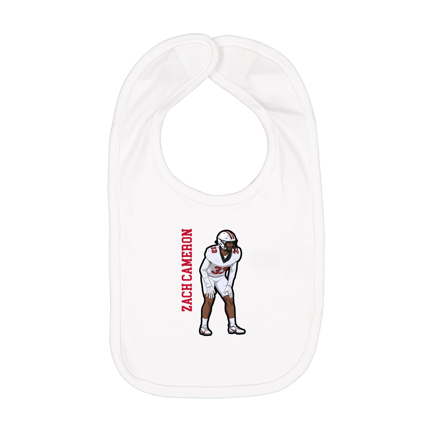 Infant Bib — Name Vertical in White
