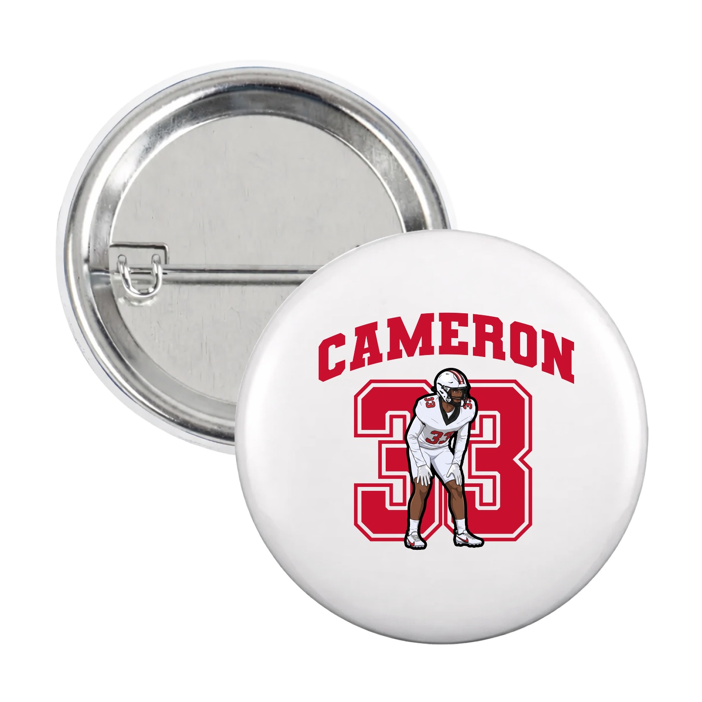Game Day Button — Number in White