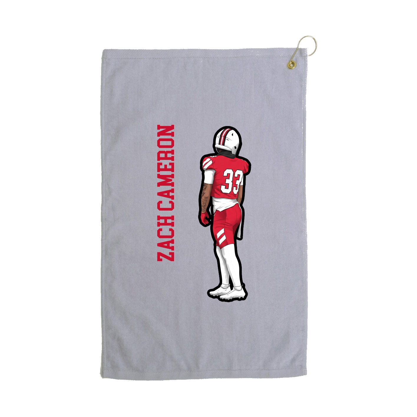 Golf Towel — Name Vertical in Grey