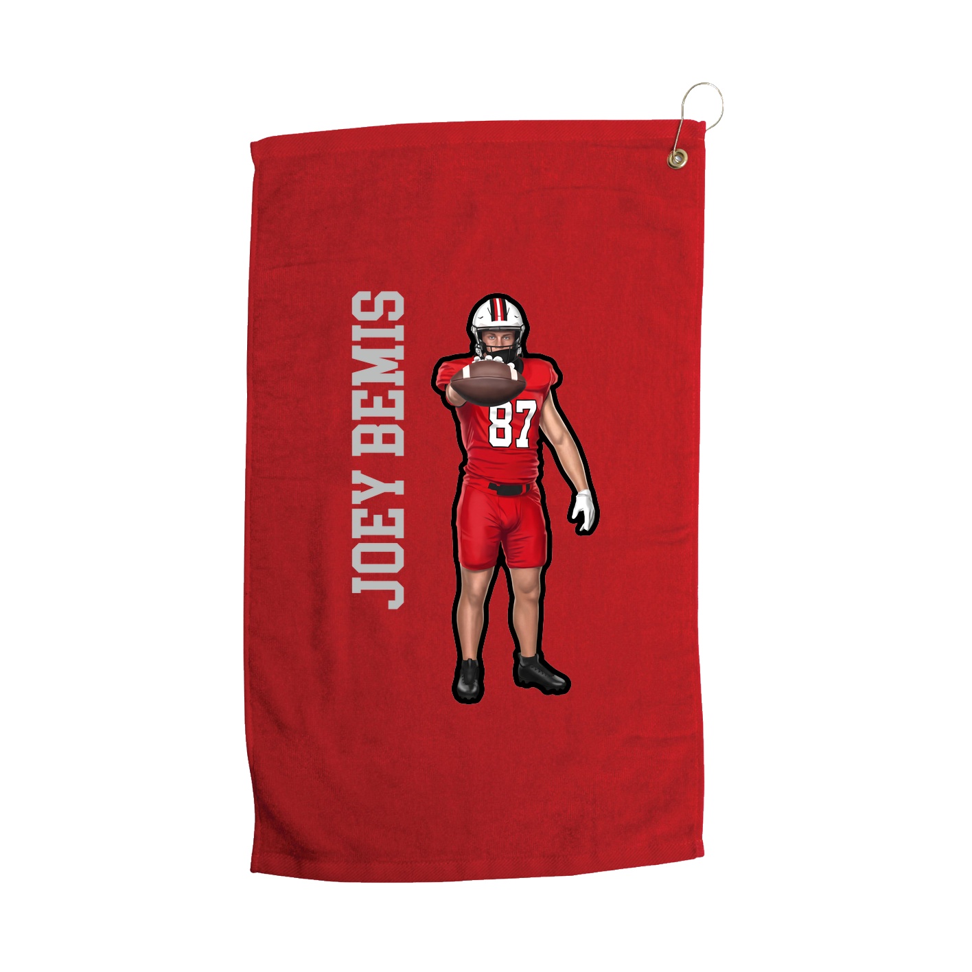 Golf Towel — Name Vertical in Red