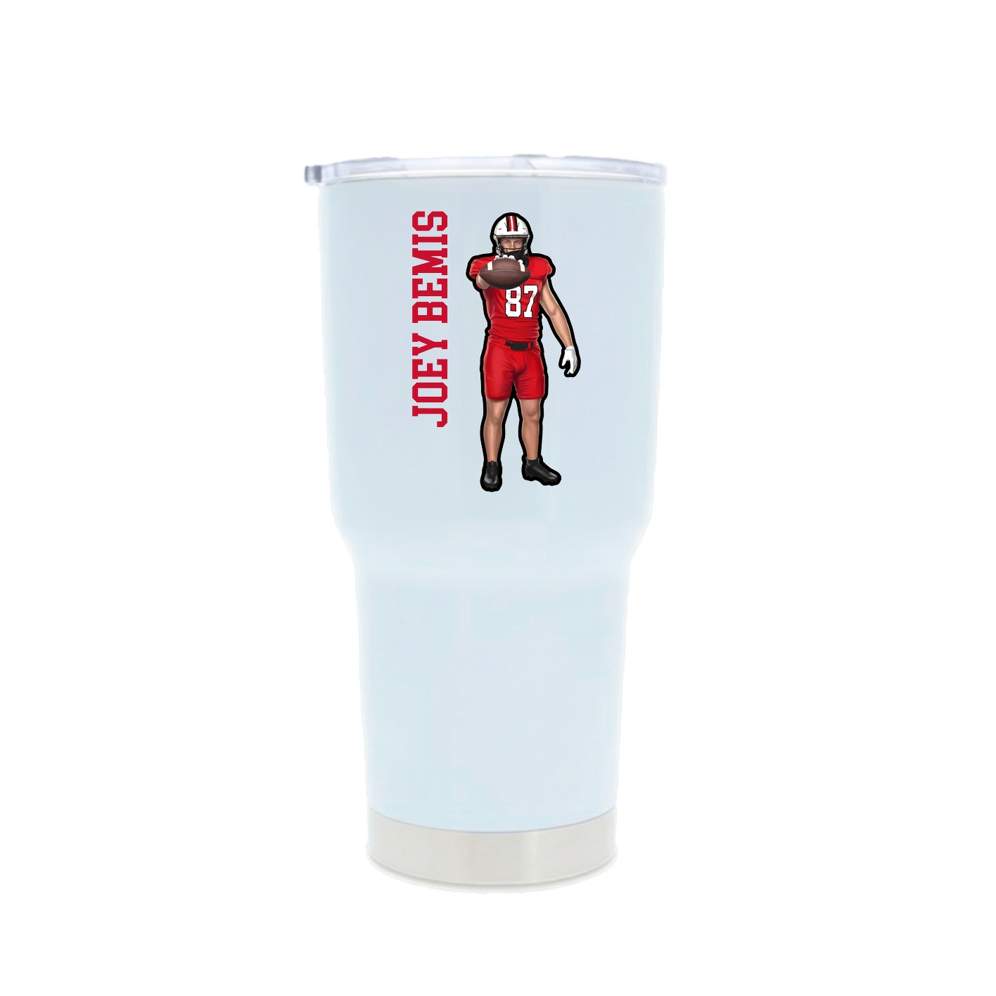 30oz Stainless Steel Tumbler — Name Vertical in White