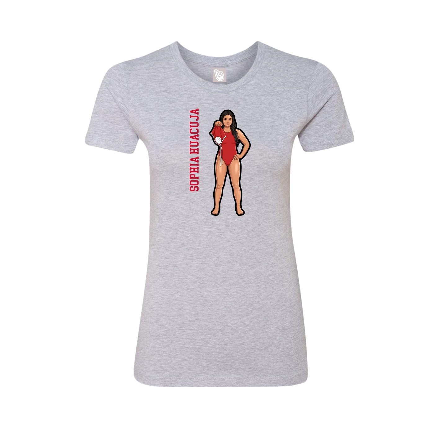 Fitted Women's Tee — Name Vertical in Grey
