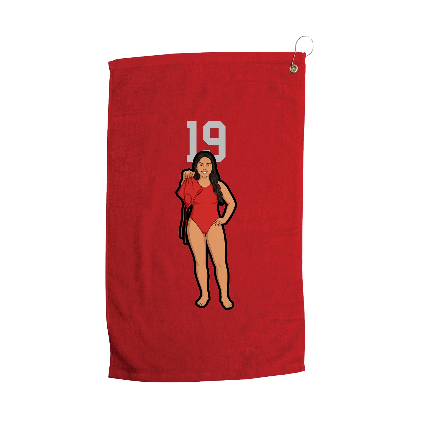 Golf Towel — Number Top in Red