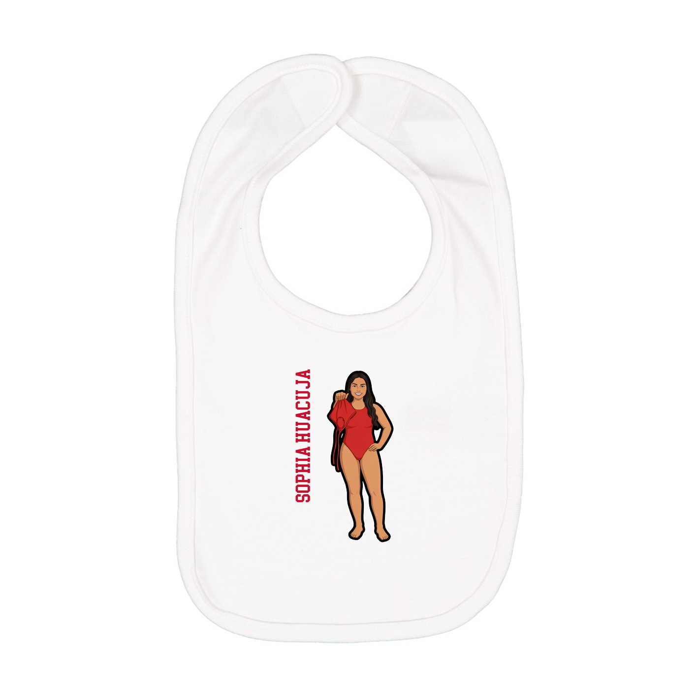 Infant Bib — Name Vertical in White