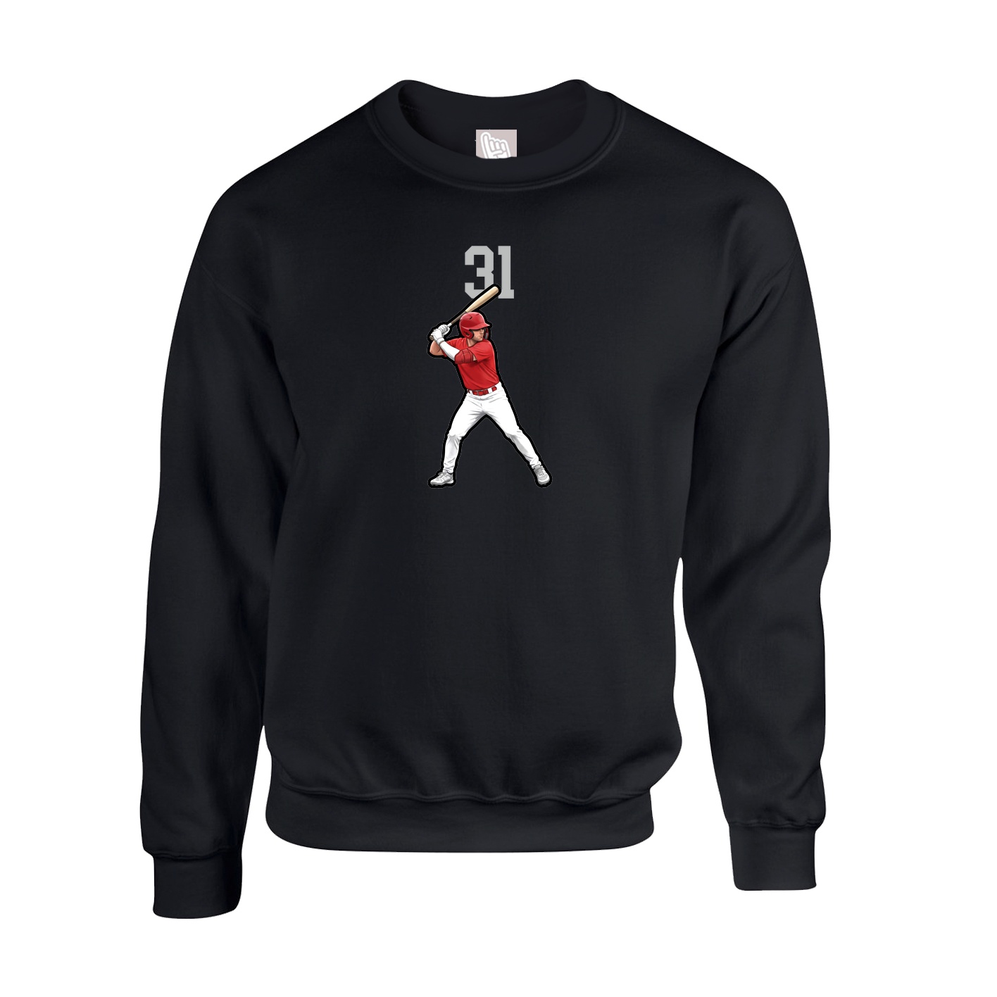 Fleece Crew — Number Top in Black