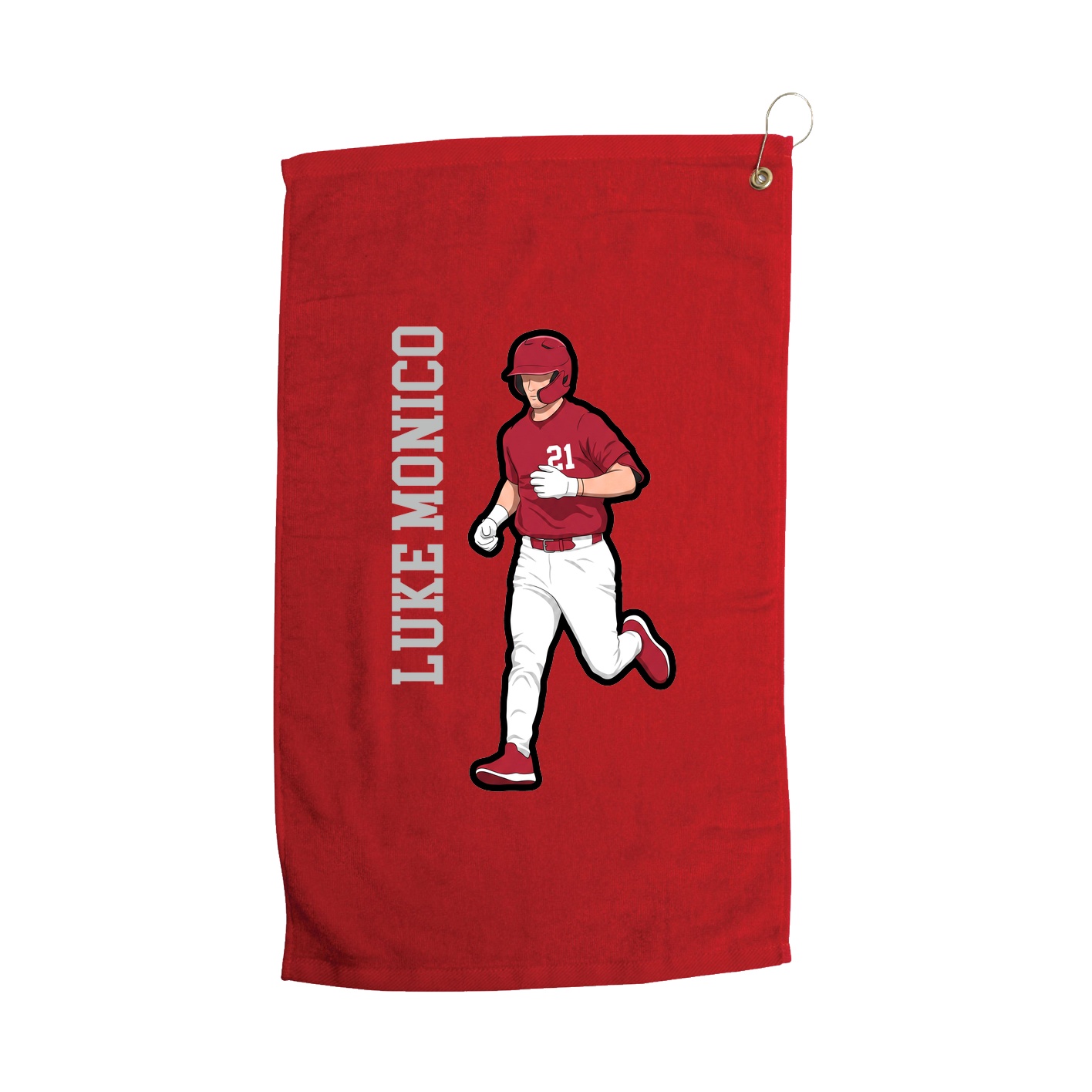 Golf Towel — Name Vertical in Red