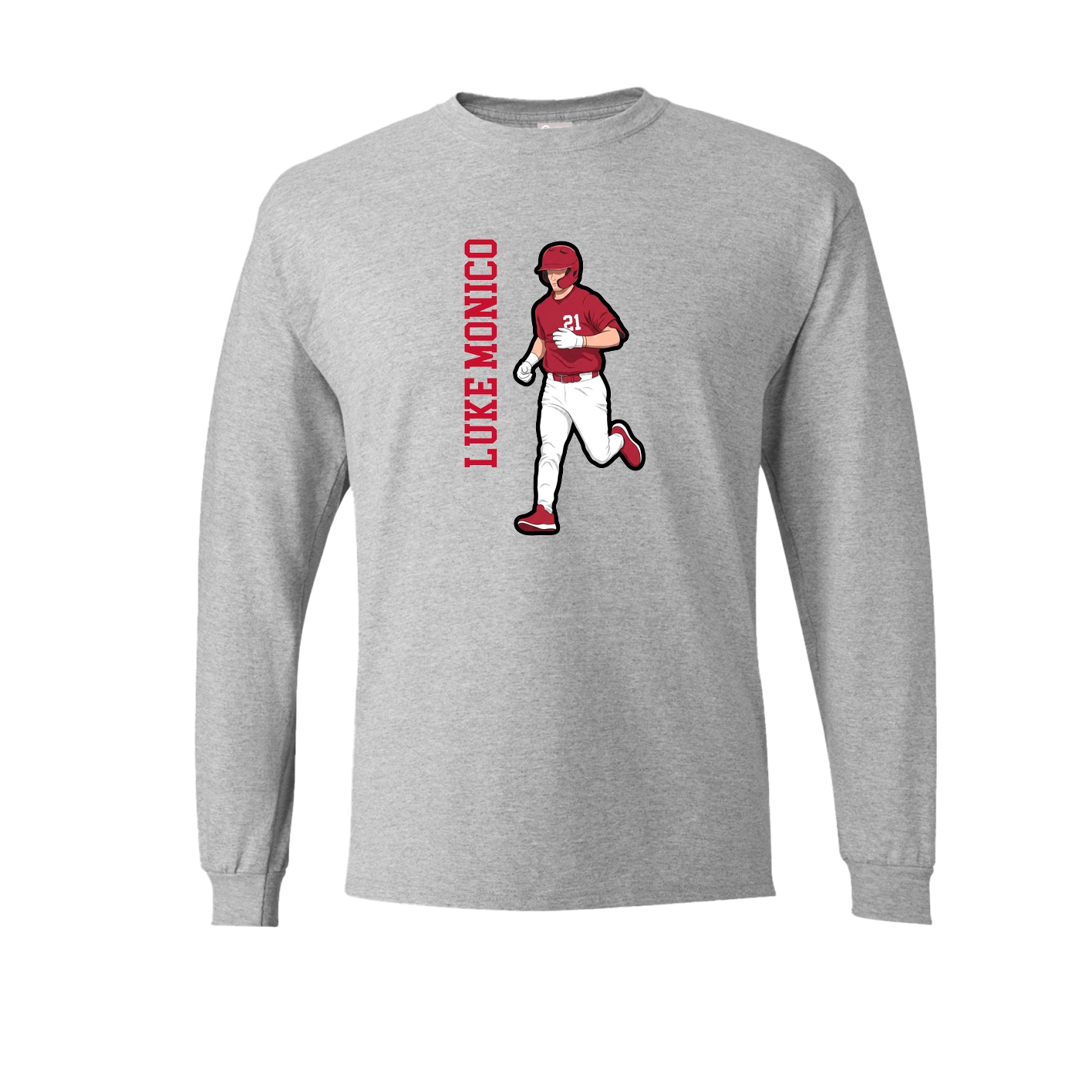 Long Sleeve Tee — Name Vertical in Grey