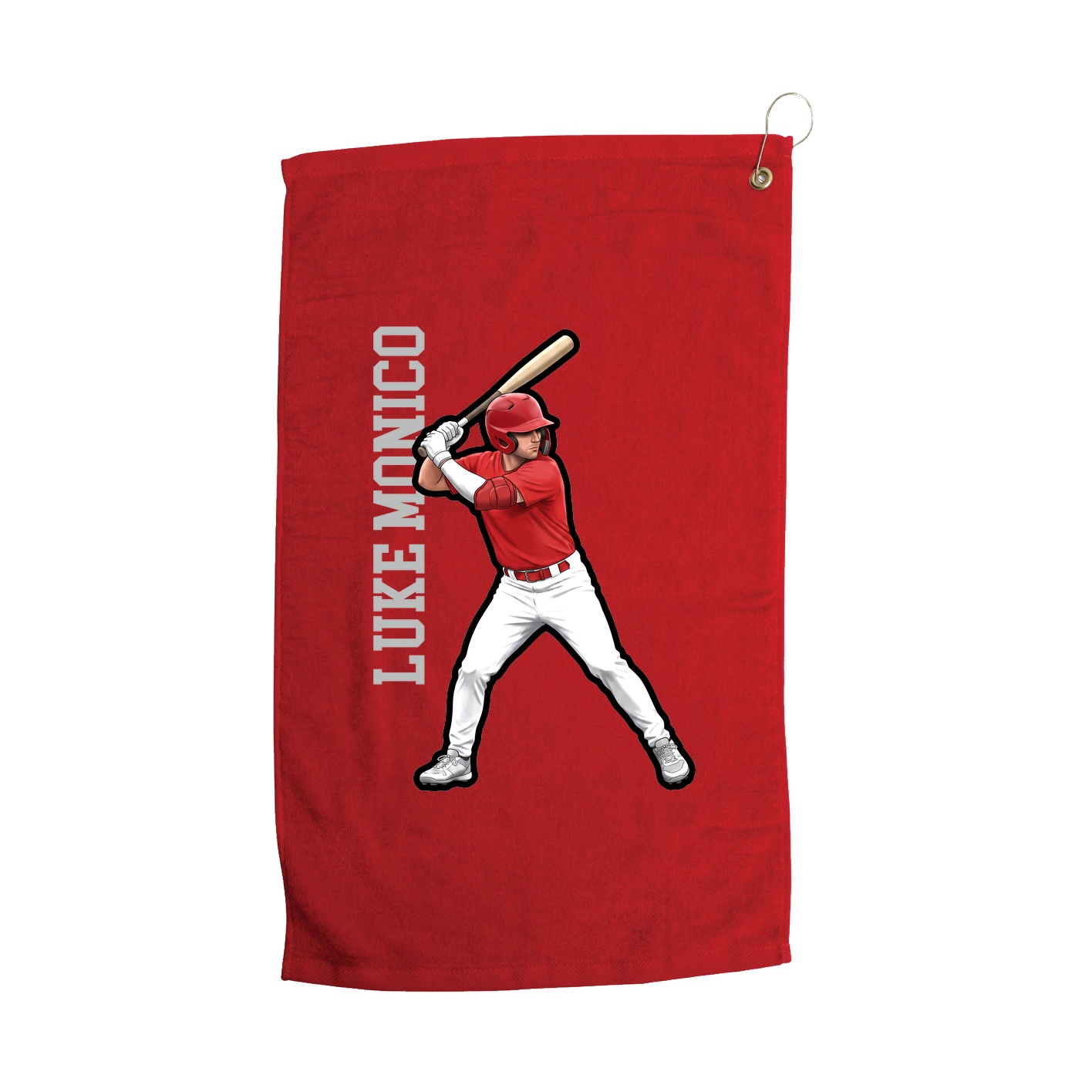 Golf Towel — Name Vertical in Red