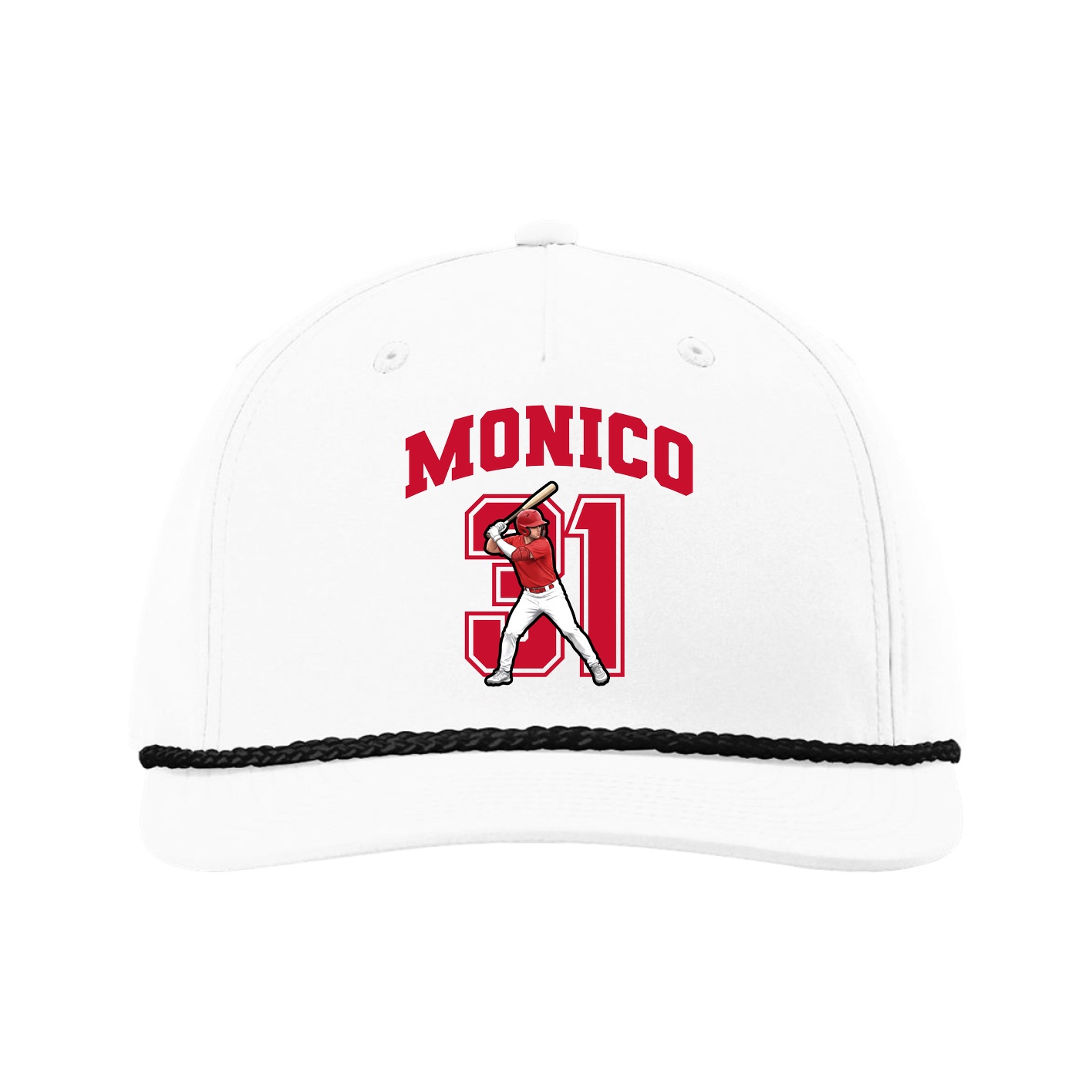 Five-Panel Classic Rope Cap — Number in White