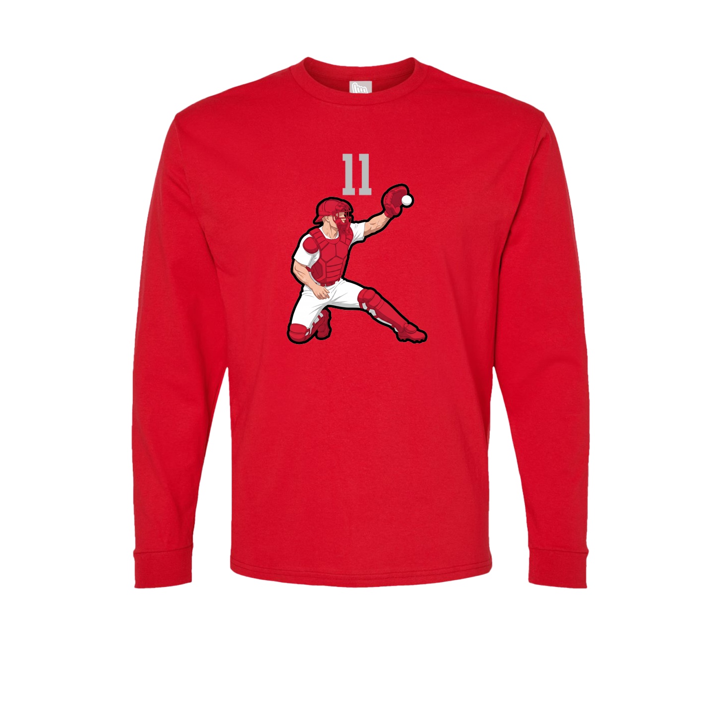 Long Sleeve Tee — Number Top in Red