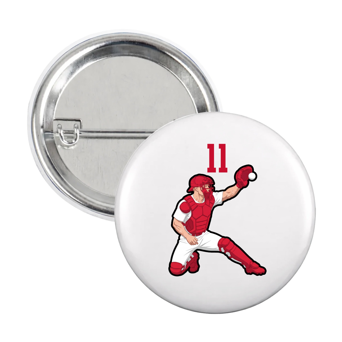 Game Day Button — Number Top in White