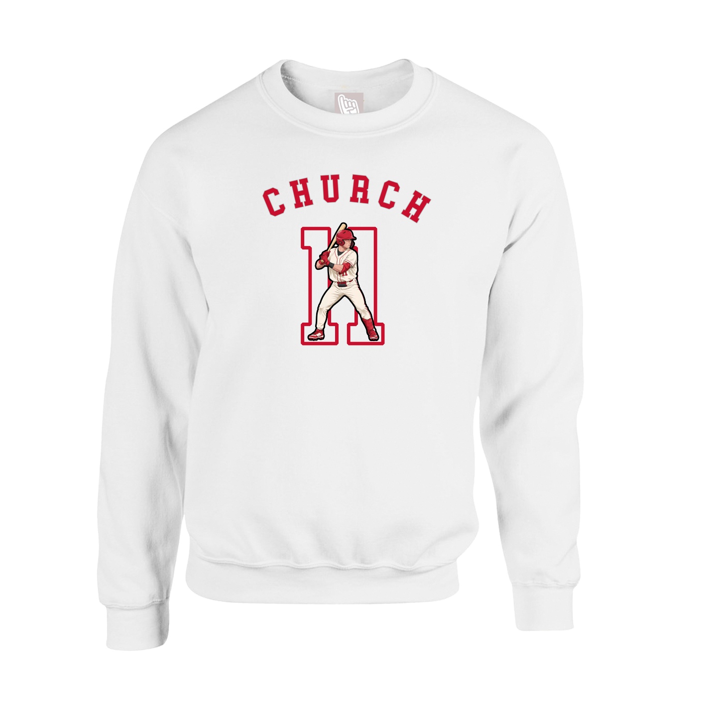 Fleece Crew — Shirsey Arch in White