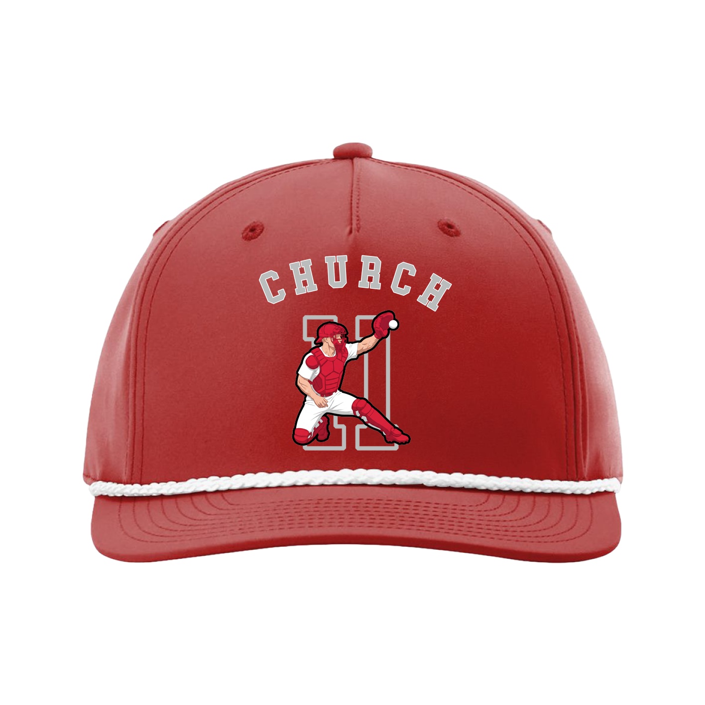 Five-Panel Classic Rope Cap — Shirsey Arch in Red